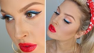 Modern Pin Up Tutorial ♡ Ombre Blue Eyeliner!