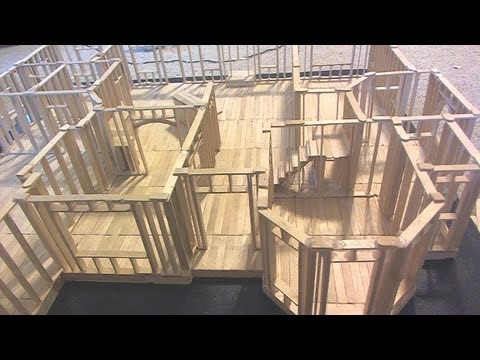 Building Popsicle Stick House Time Lapse