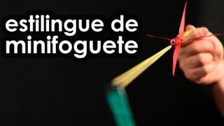 Estilingue de minifoguete (como fazer um foguete de caneta e elástico)