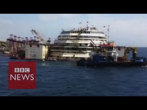 Close-up look at Costa Concordia wreckage