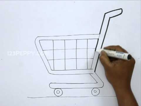 How to Draw a Shopping Cart - YouTube