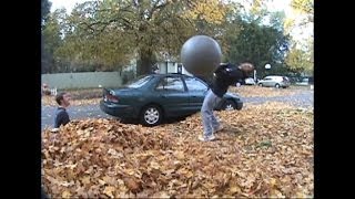 Surprise Leaf Exercise Ball Attack Prank