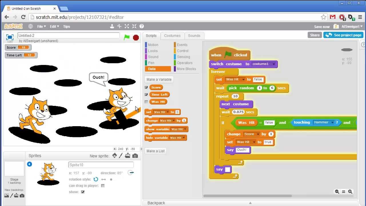 Whack a Cat - Invent with Scratch 2.0 Screencast - YouTube