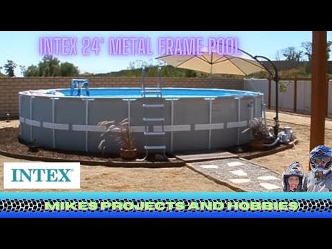 Intex 24' metal frame pool - YouTube