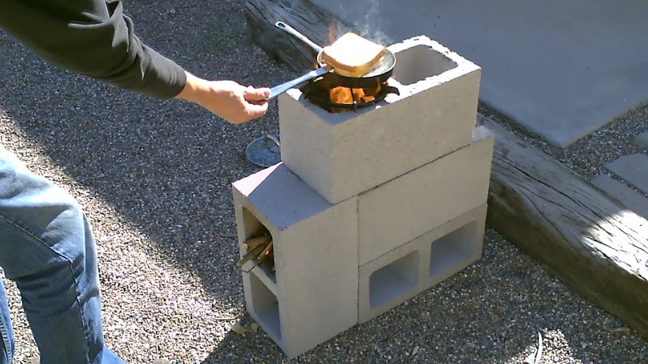 The "4 Block" Rocket Stove! - DIY Rocket Stove - (Concrete/Cinder Block