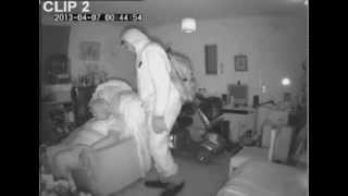 Burglar Creeping Around A Pensioner As She Sleeps in A Chair