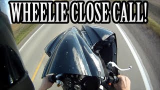 Motorcycle Nearly Crashes During Wheelie! - Yamaha R6