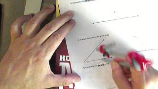 Constructing an angle congruent to a given angle. 