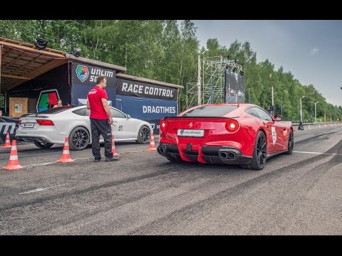Audi RS7 mit 700PS knöpft sich Ferrari F12 Berlinetta mit 740PS vor