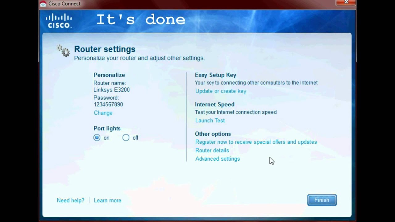 easy setup key cisco e1000