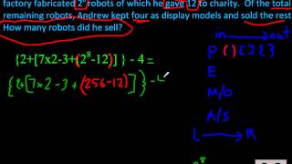 Order of Operations - A Word Problem Written as an Expression with  Parentheses, Brackets, and Braces 