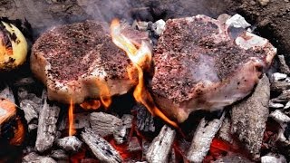 Caveman Steak Recipe - Cooked directly on the coals