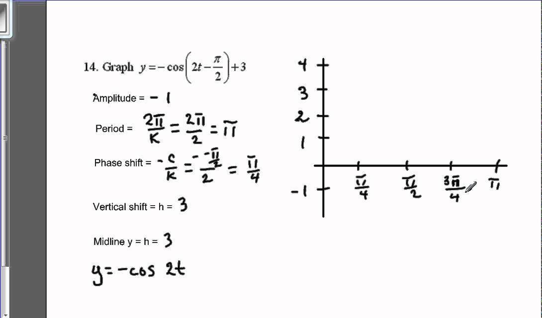 Graph a trig function with phase & vertical shift - YouTube