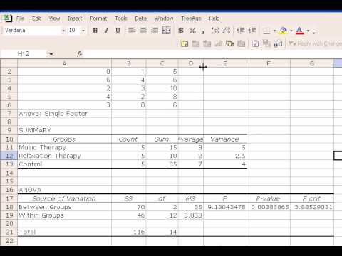 how to do a two way anova in excel