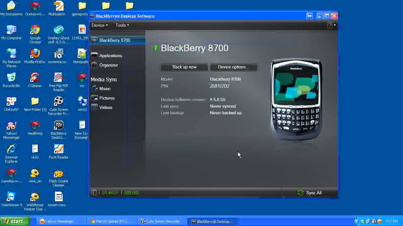 blackberry 9700 not connecting to desktop manager