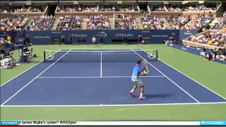 (HD) Rafael Nadal hits ridiculous shot against Ryan Harrison at US Open 2013 1st Rd 8/26/2013