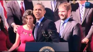 Woman at President Obama's healthcare speech almost faints