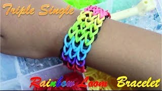 DIY Loom Bands Triple Single Rainbow Loom Bracelet Tutorial