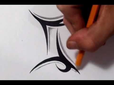 Gemini Tattoos - How To Draw a Simple Tribal Star Sign - YouTube