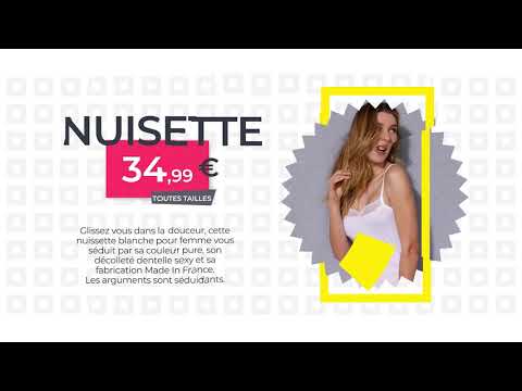 video Nuisette femme blanc en coton décolleté dentelle  | Blancheporte