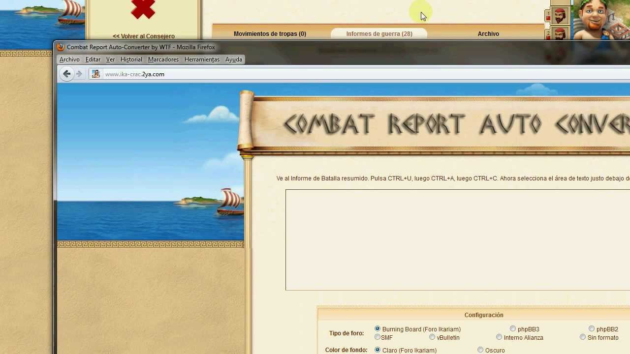 Ikariam Combat Report Auto-Converter by WTF (Web) - Cómo usarlo ...