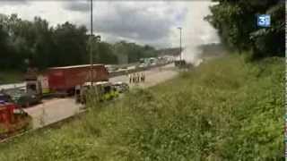 Camion incendié sur l'A13 (France 3 Haute-Normandie)