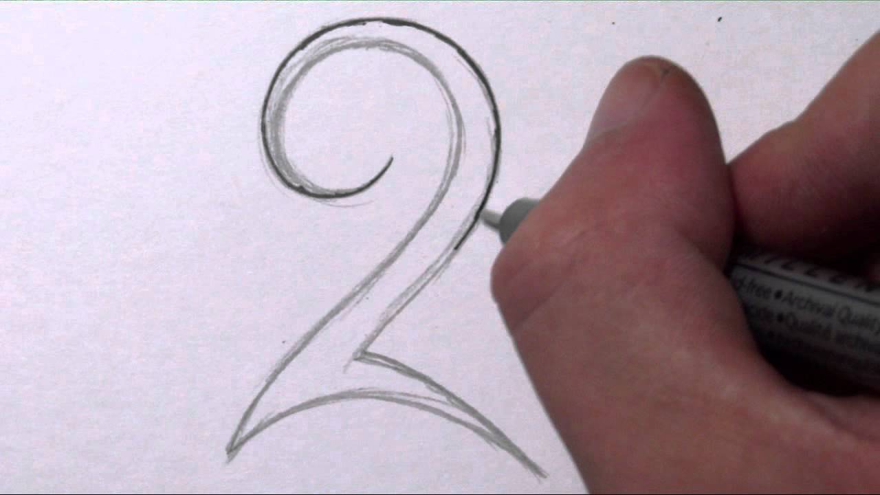 How To Draw a Simple Tribal Number 2 - YouTube