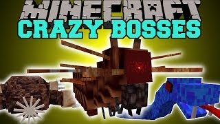 Minecraft: CRAZY BOSSES (SEA MONSTERS, KILLER CATERPILLARS, & MORE!) Mod Showcase