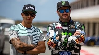 Ken Block vs Lewis Hamilton - Formula 1 Vs Rallycross - Top Gear Live Barbados