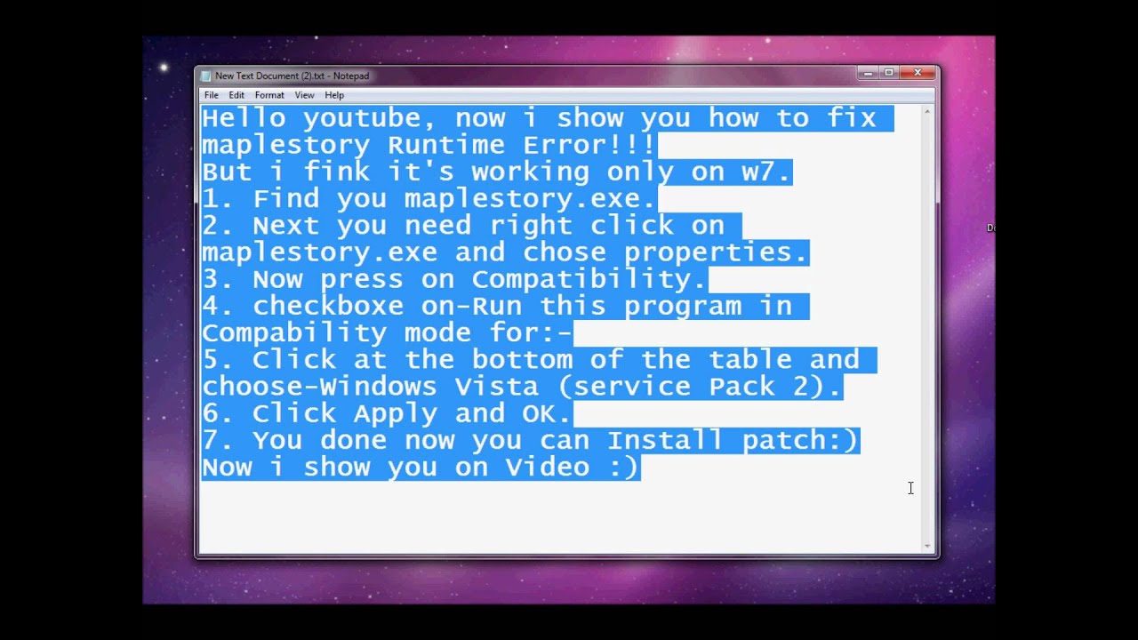 Maplestory Runtime Error Fix - YouTube