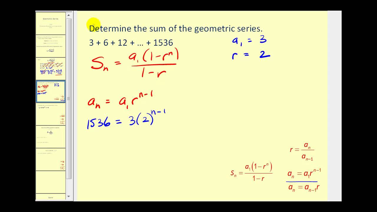 geometric series to sigma notation calculator