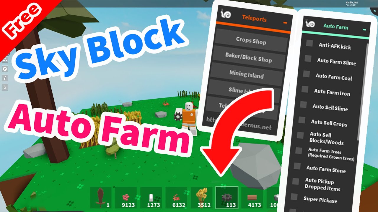 Free Roblox Skyblock Script Auto Farm Slime Ores Coins Etc With