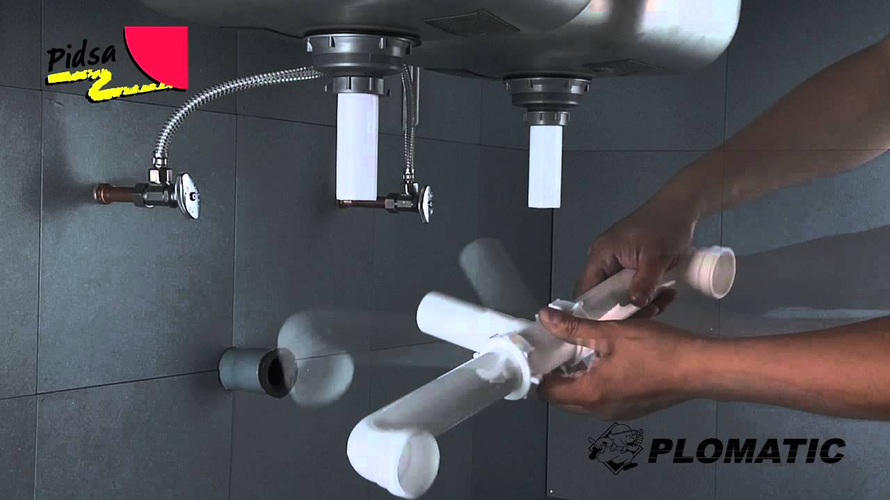 Cómo instalar el Desagüe Plástico Doble con Salida al Centro - YouTube