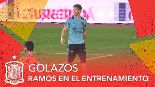 Espectaculares golazos de Sergio Ramos en el entrenamiento