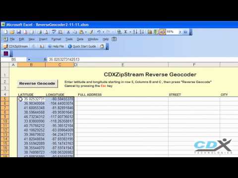 Reverse Geocode Template for Microsoft Excel - YouTube