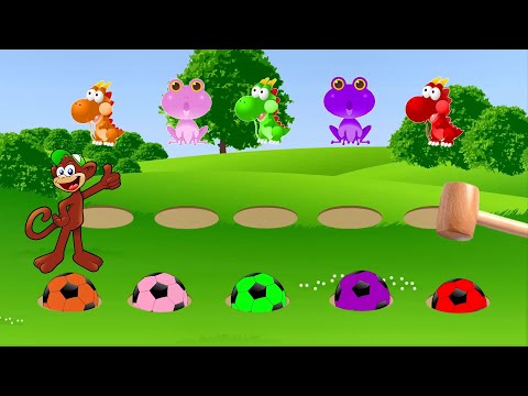 Learn colors with soccer ball running away from a funny hammer