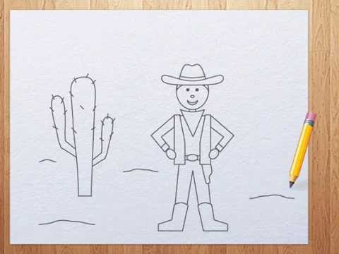 How to draw a cowboy step by step for kids - YouTube