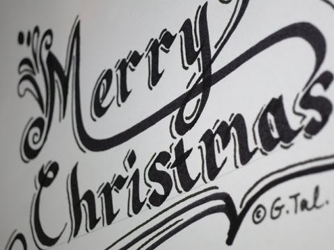 How To Write Merry Christmas Easy Step by Step Fancy Swirly Calligraphy Letters - YouTube