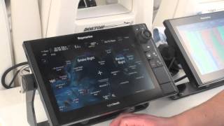 Видео обзор Мультидисплей Raymarine eS128 HybridTouch со встроенным эхолотом и ГЛОНАСС/GPS картплоттером. 1280x800 точек, ЖК 12