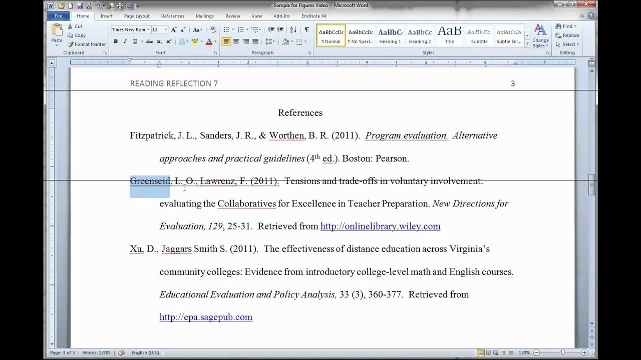 apa format example word document