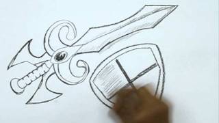 How to Draw a Medieval Sword and Shield