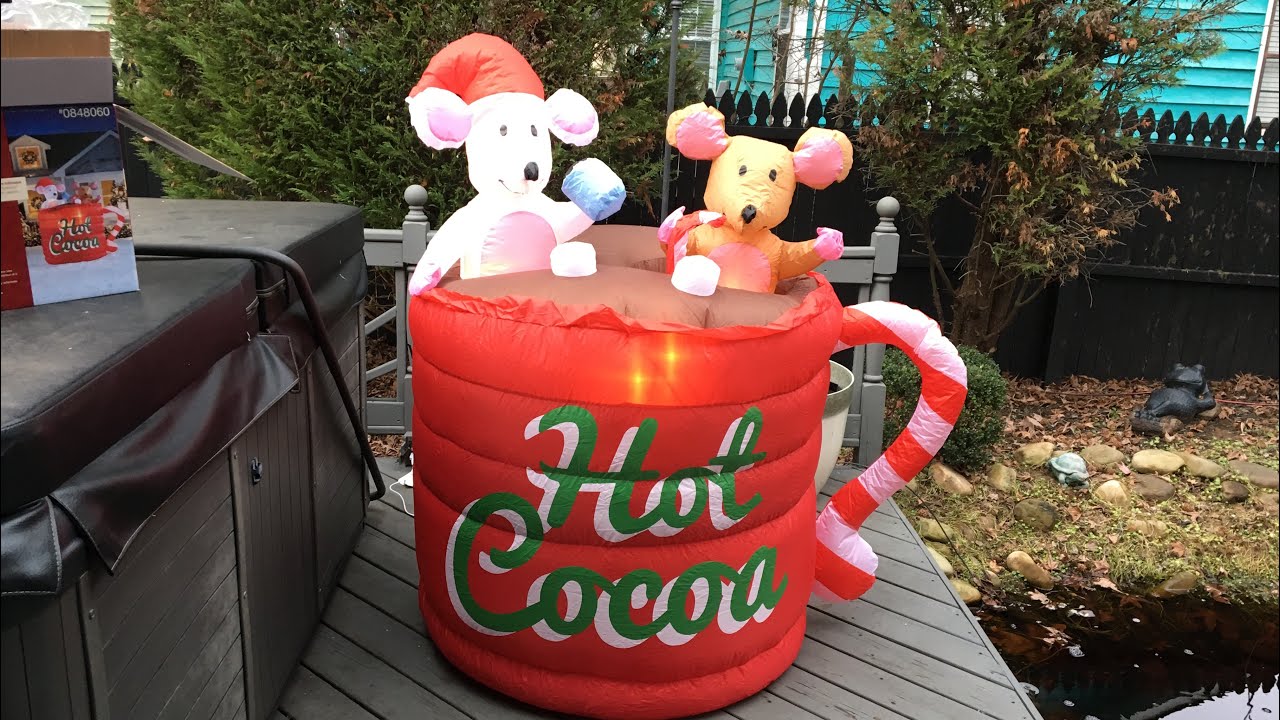 Hot Cocoa Mug Cup Airblown Inflatable Christmas All christmas videos in one...