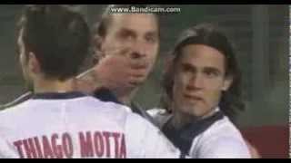 Lavezzi vs Zlatan's nose!