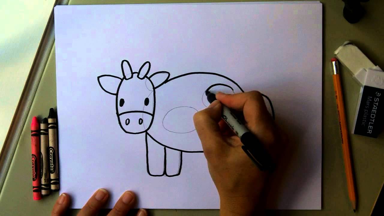How to Draw a Cow - Easy Drawing Tutorial! Fun for kids! moo!! - YouTube