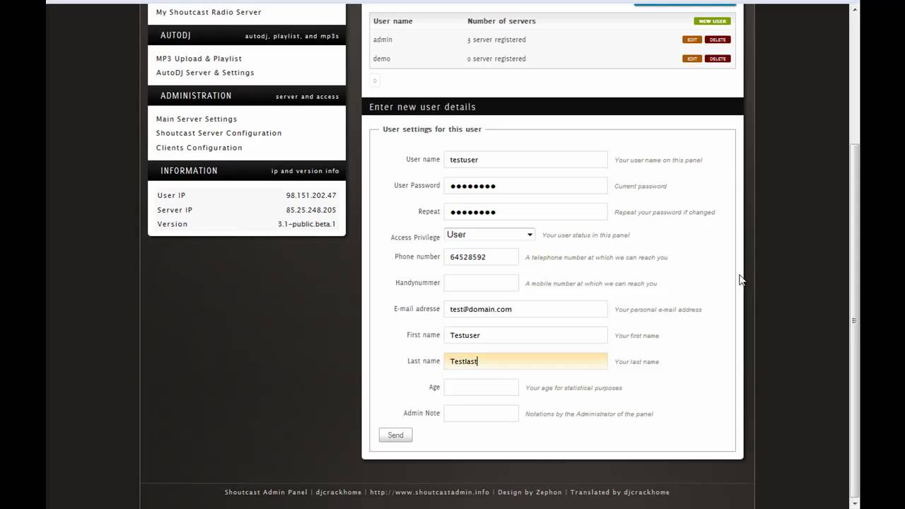 Shoutcast Admin Panel - How To Create A User - YouTube