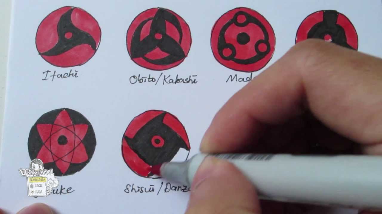 How to draw all Mangekyou Sharingan 万華鏡写輪眼 - YouTube