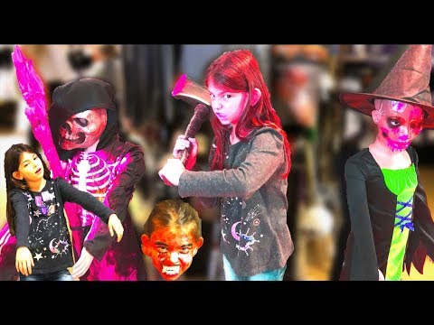 Halloween shopping tour 2019, lots of blood and spooky masks, funny kids video