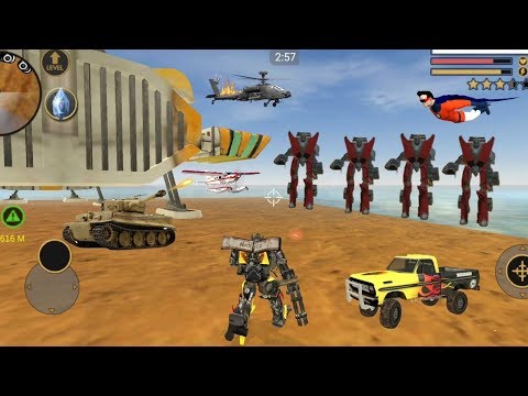 Vegas Crime Simulator - (Transformer Fight Huge Car Robot) Helicopter Fight Robot Car Danger Zone