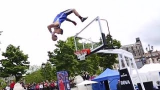 Backflip Off The Backboard Dunk! | Lords of Gravity At NBA 3X