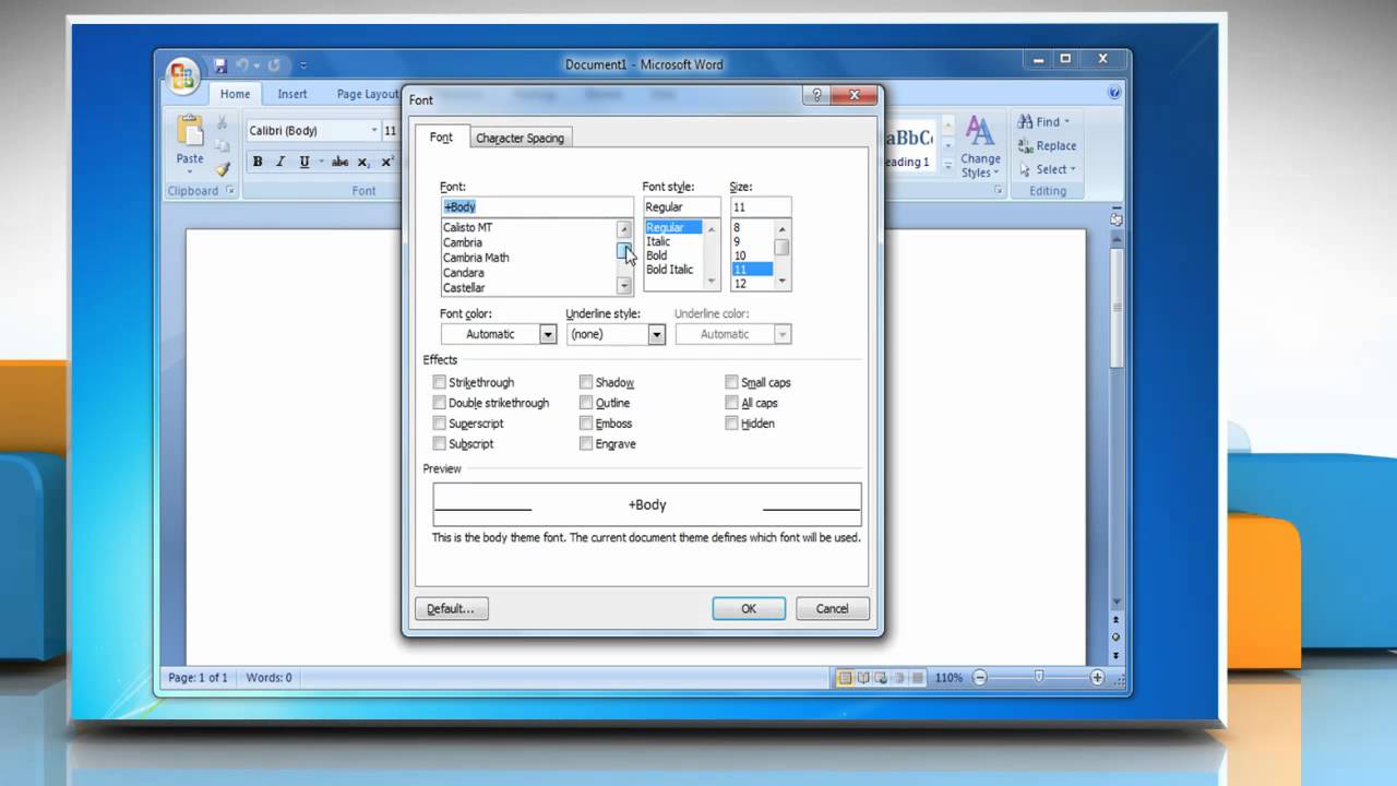 Microsoft® Word 2007: How to change the default font - YouTube